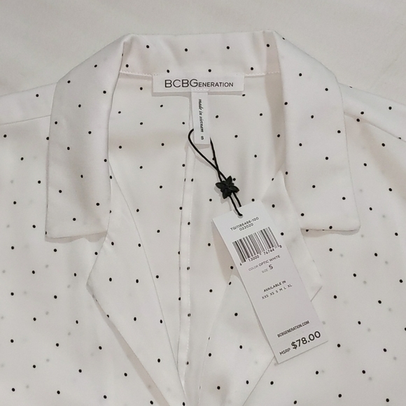 NWT BCBGeneration Dot Print Satin Tie Crop Top - Picture 3 of 3